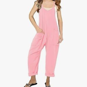 Pink Girls Jumpsuit with Pockets and Zipper on back - 5-6 Years